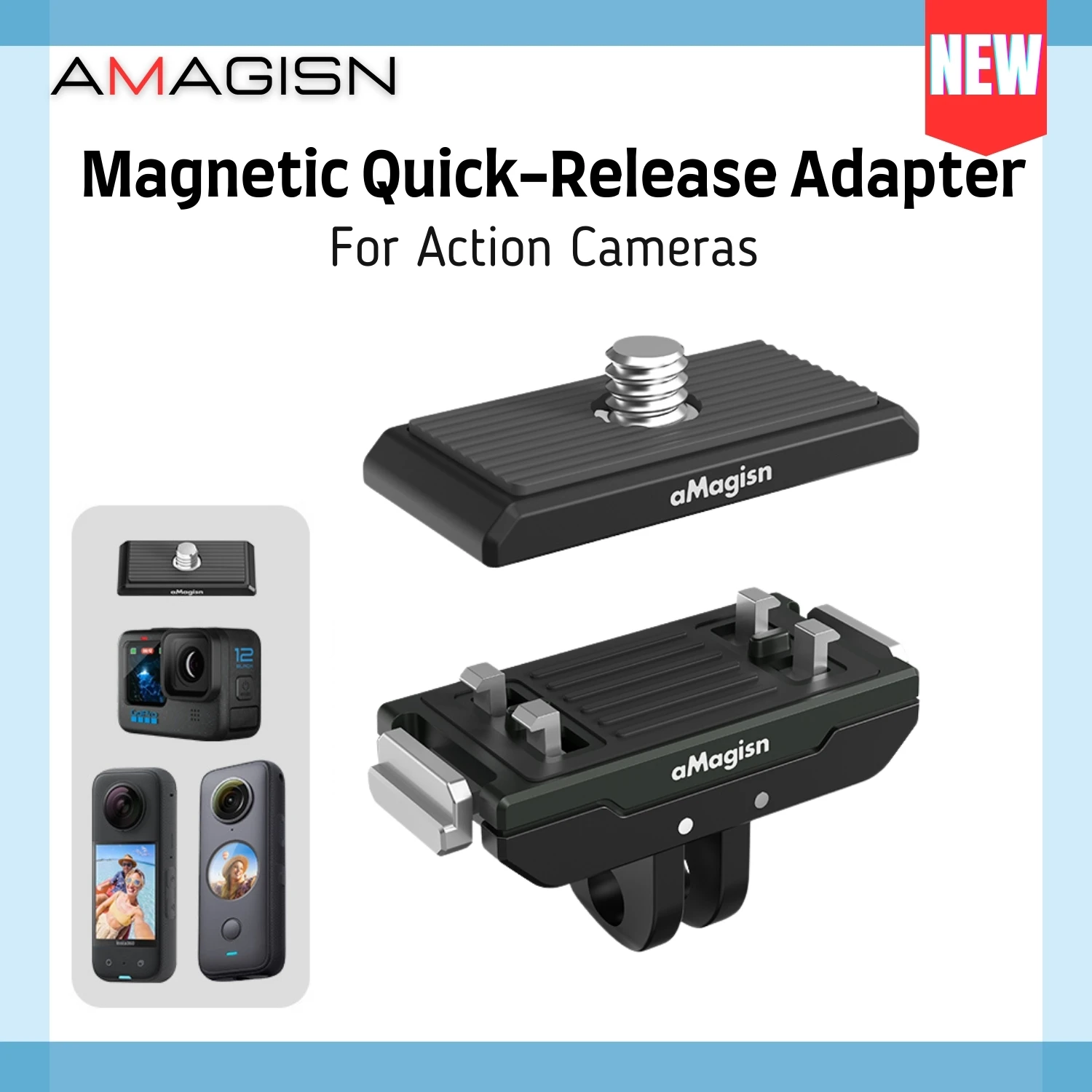 AMAGISN Magnetic Quick Release Mount Multi-purpose Adapter For Insta360 X4 Ace Pro X3 R X Accessory ONE RS X2