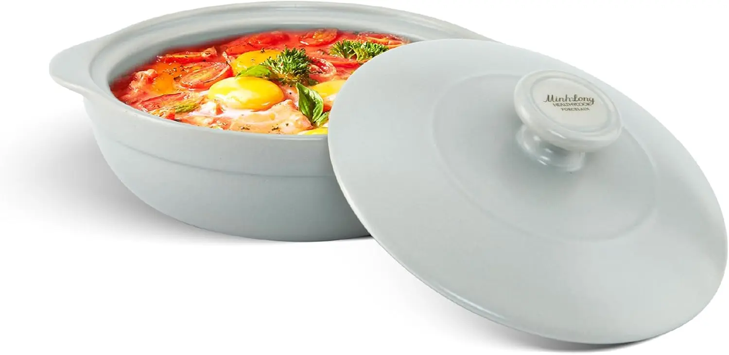 

Lead-Free Porcelain Dutch Oven with Lid, Oven Safe to 482°F, Ideal for Cooking, Baking & Serving