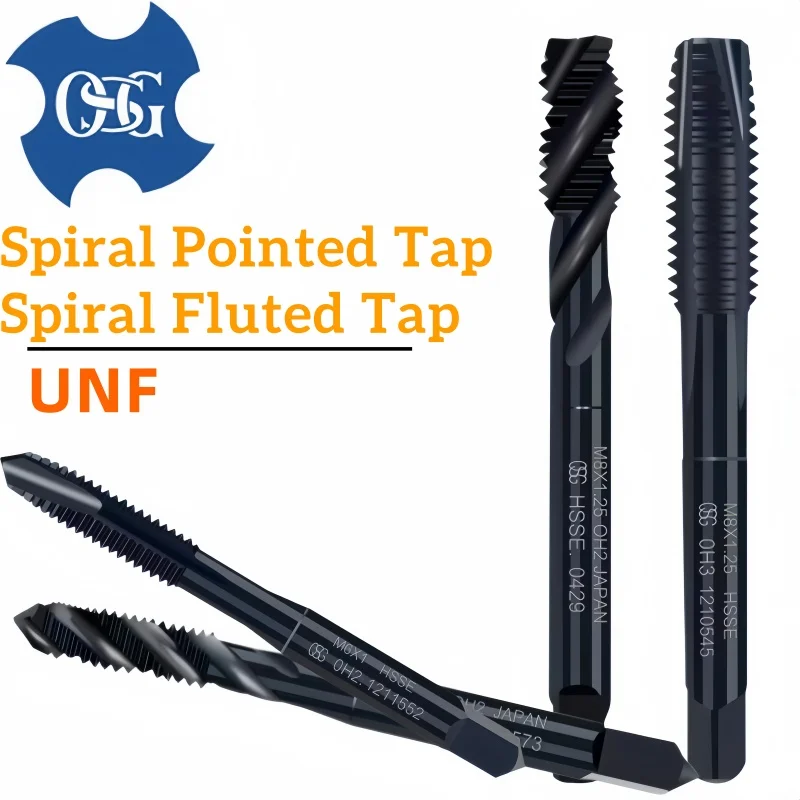 OSG HSSE INOX Spiral Fluted Taps 1PCS JIS UNF 0-80 2-56 10-32 1/4 3/16 5-44 4-48 8-36 Blind Hole Tap for Steel