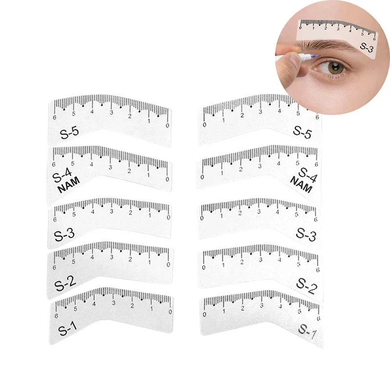 5 Pairs Women Reusable DIY Eye Brow Drawing Guide Styling Shaping Grooming Template Card Eyebrow Stencil Set Easy Make Up Tools