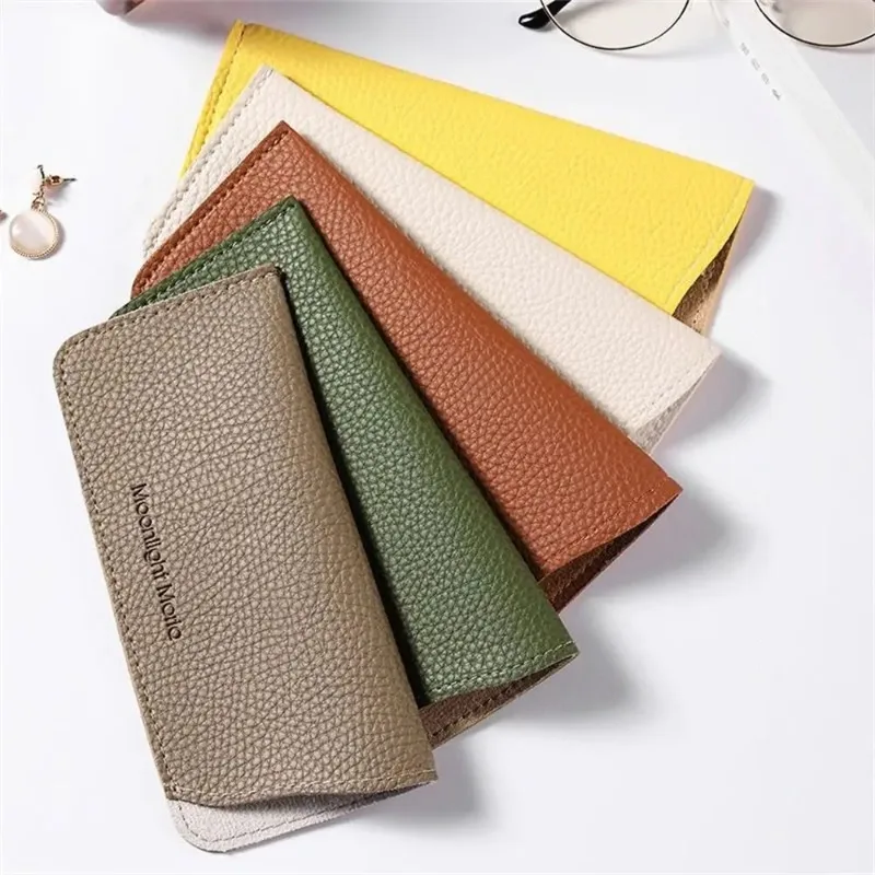 1Pcs Japanese Unisex Real Soft Leather Portable Glasses Bag Niche Women Top Layer High End Feel Glasses Storage Pouch