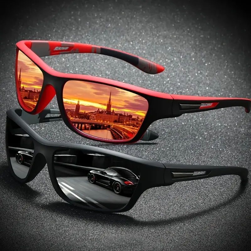 قطعتان من النظارات المربعة العصرية للرجال مع إطار مريح من البولي كربونات وديكور كاجوال ونظارات يومية عصرية