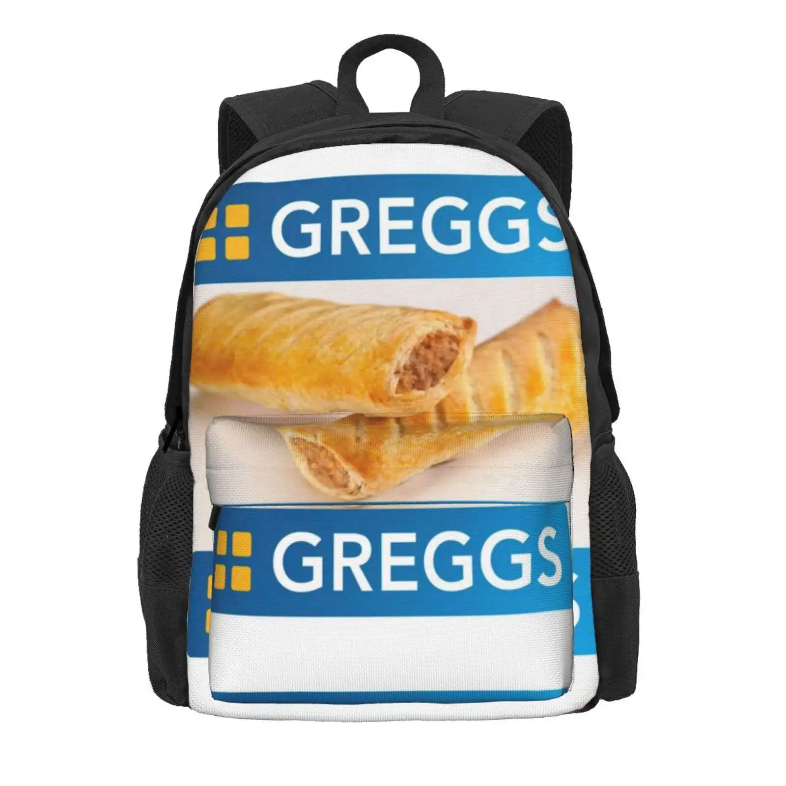 Greggs pasty กระเป๋าเป้สะพายหลังแฟชั่นขายดีกระเป๋าเป้สะพายหลัง greggs greggs greggs Bakery British UK undom Food tish TOP