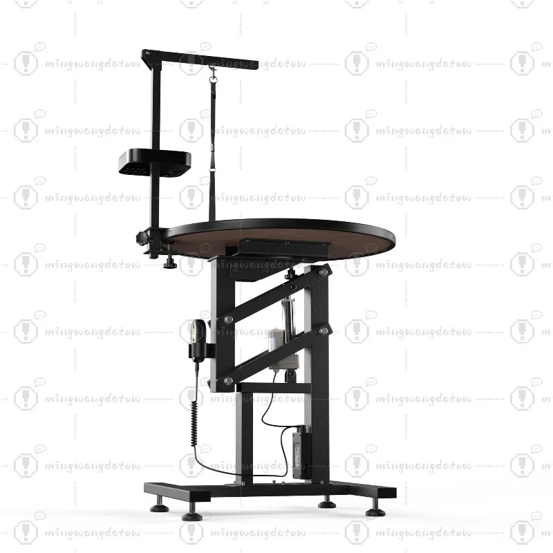 Pneumatic Pet Grooming Table, Round Rotating Grooming Station, 360° Swivel Pet Bath Table, Dog Cat Grooming Stand