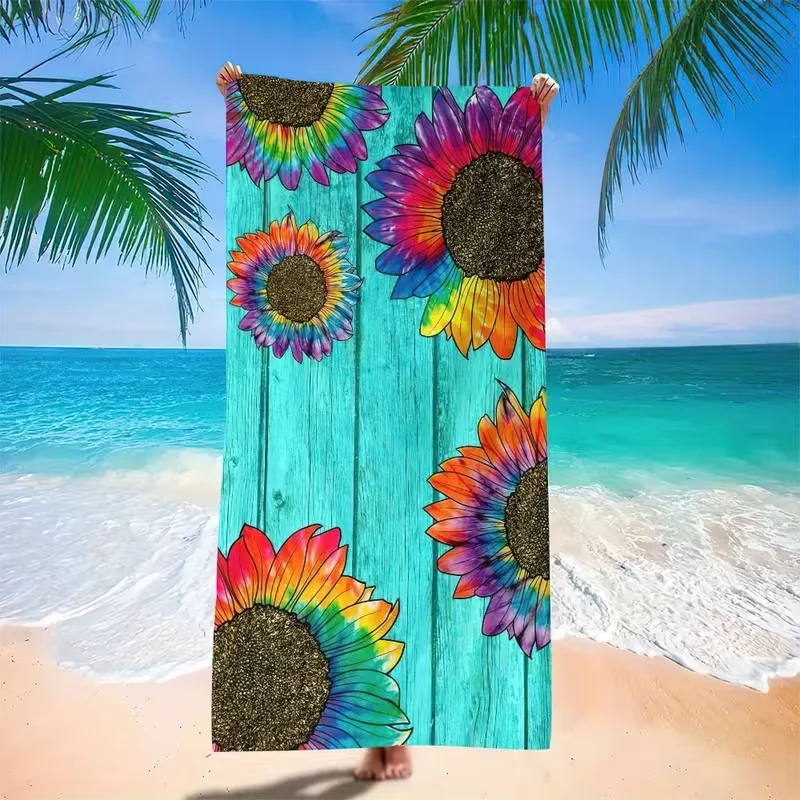 Oil Painting Gerbera Daisy Beach Towel Vibrant Floral Art Print Quick Dry Sandproof Absorbent Towel for Beach Travel Vacation
