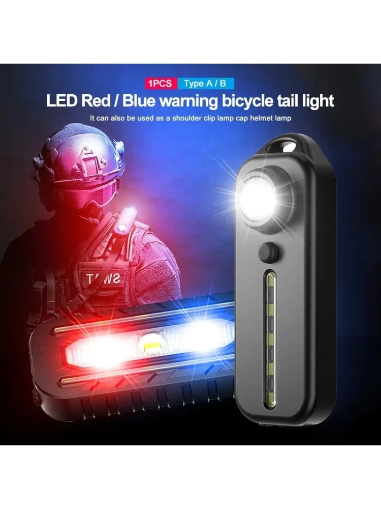 AliExpress ESMARTER USB Rechargeable LED Red Blue Caution Emergency Police Light with Clip Shoulder Flashing Warning Safety Torch Bike Tail Lamp