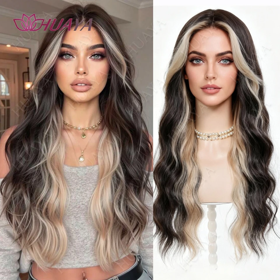 Synthetic Long Wavy Wig for Women Middle Part Layered Full Hairpiece Glueless Daily Party Cosplay Costume Wig
