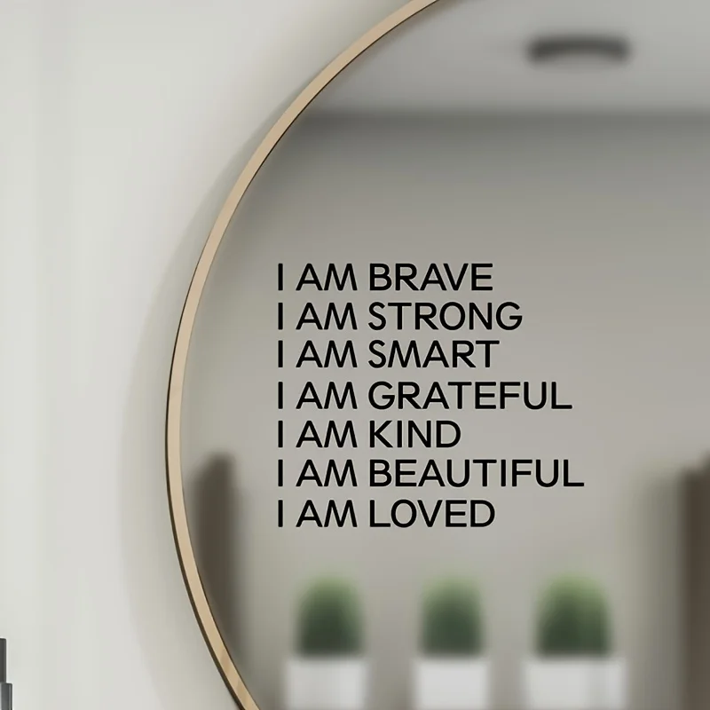 Autocollant miroir intelligent avec affirmations positives « Je suis courageux, je suis fort », autocollant pour voiture, autocollant en vinyle
