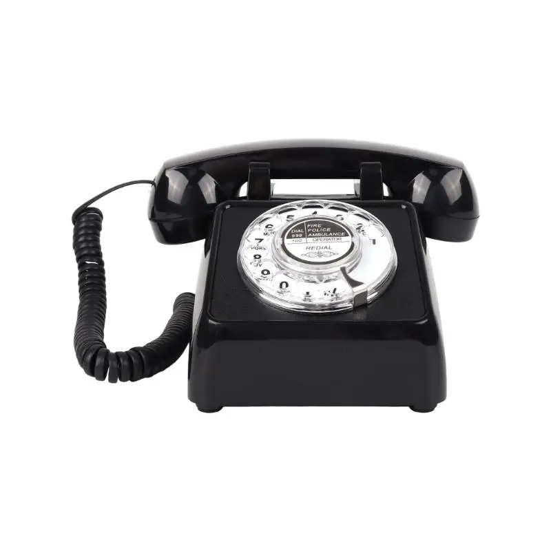 1Set Strong ABS Plastic and Metal Rotary Wheel Landlines Telephone and Loud Sound Old Design for Home Decoration