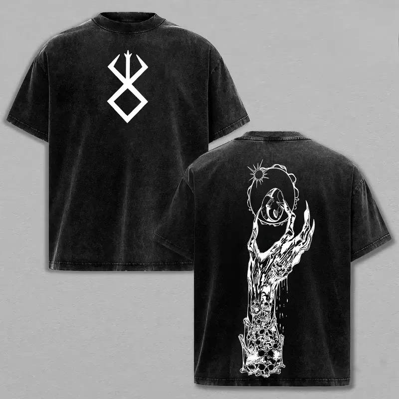 Anime Berserk Guts Griffith Graphic T Shirt Men Women Casual Clothing Oversized Tshirt Washed Cotton Tee Harajuku Male T-shirt