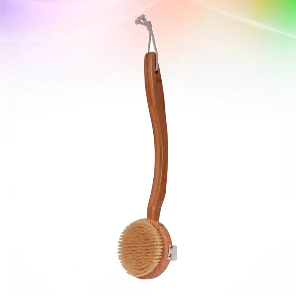 

Natural Bristle Body Brush 42X10.5X3.7Cm Ergonomic Handle Exfoliating Shower Scrubber Removable Bath Massage Brush For Home