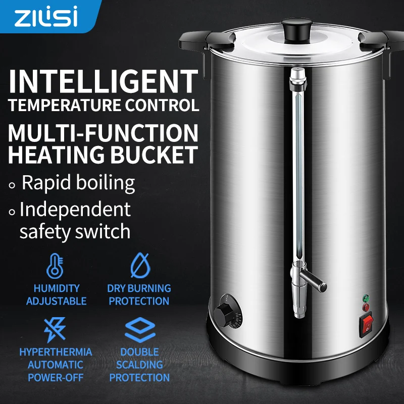 ZILISI 100 Cup Large Capacity Commercial Insulated Kettle Stainless Steel Coffee Milk Insulated Urn Electric Liquid Container