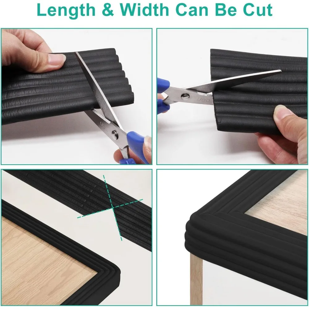 Tira anticolisión gruesa, protector de esquina autoadhesivo, tapete de escritorio, protector de esquina de muebles, parachoques de seguridad (negro)