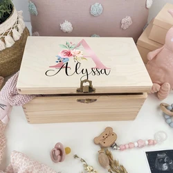 Personalized Baby Tooth Box Infant Initial with Name Keepsake Umbilical Curl Hair Collect Memory Boxes Kid Baptism Shower Gifts