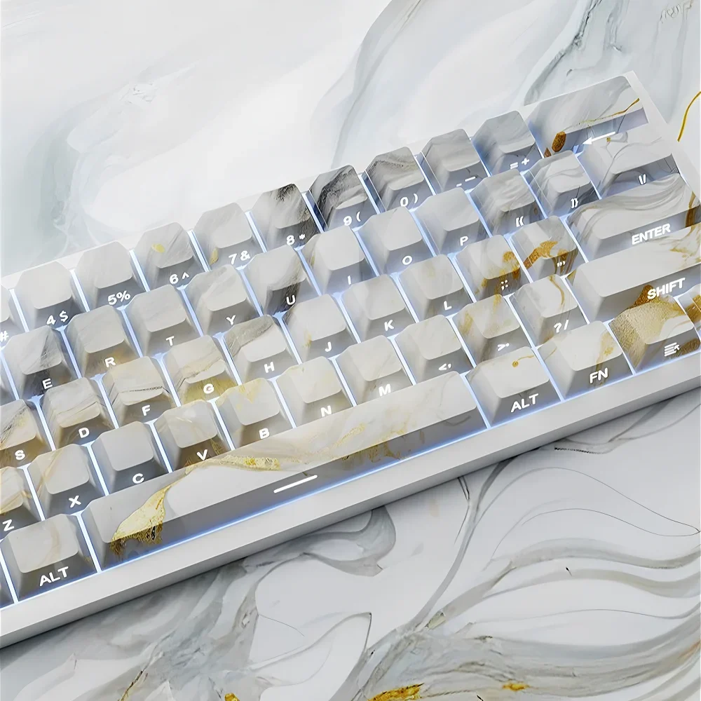 Marble Theme Keycaps 125Keys PBT Cherry Profile Dye-sublimation For Wooting Ace68 Mad 60he Mad 68he ATTACK SHARK X68HE Keyboard