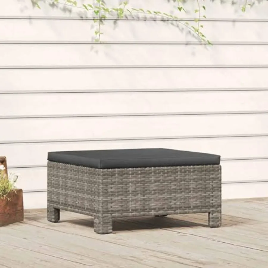 

Footrest Grey Poly Rattan Powder-Coated Steel Garden Furniture Set Garden Seating Ensemble Outdoor Conversation Set for Pond Ba
