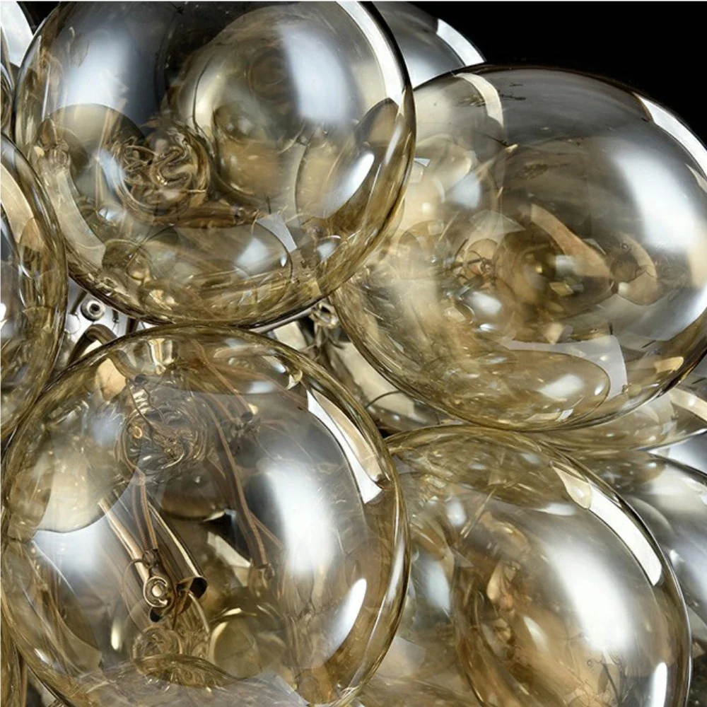 Moonriver Lighting LED Modern Glass Ball Chandelier Creative Color Hanging Lamp for Ceiling Living Room Pendant Light Room Decor