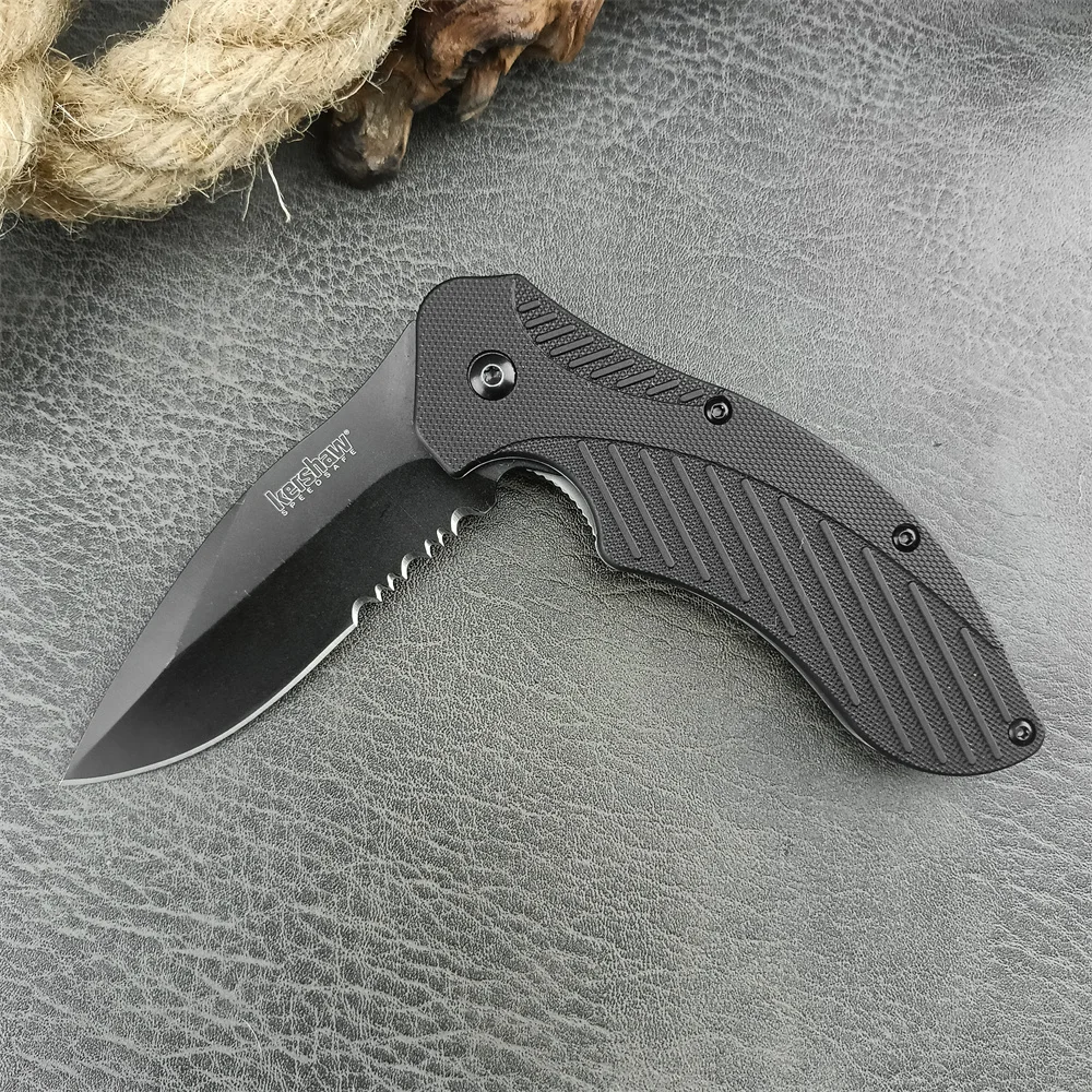 KS 1605 Half Serrated Folding Knife for Hunting Outdoor Camping Pocket Knife Combat Hiking Emergency Rescue Tool Fruit Knife