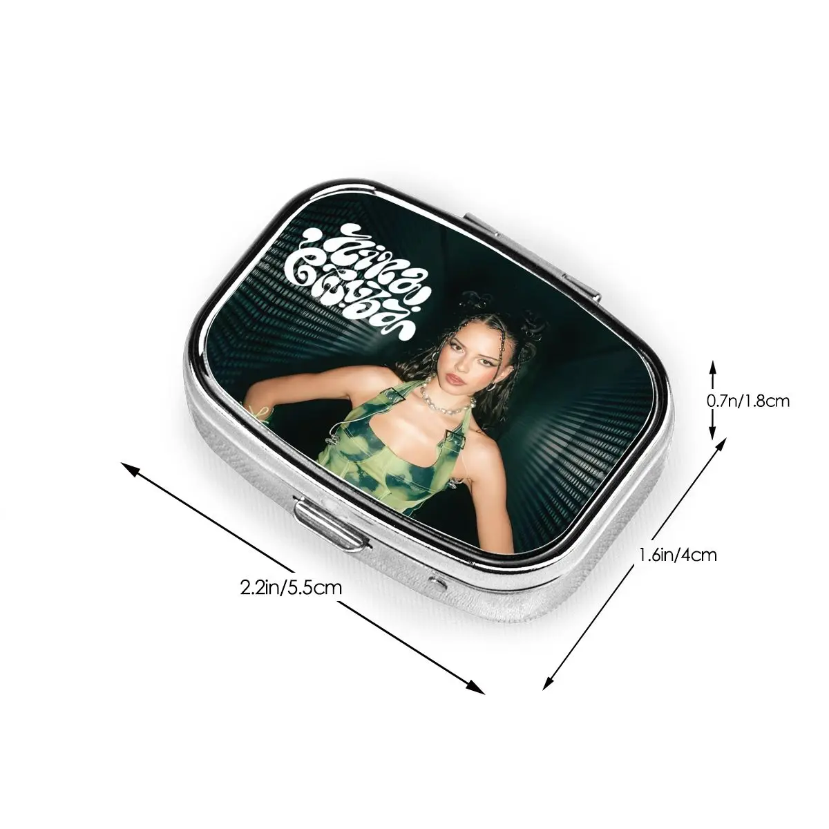 Ninas chubas caixa de comprimidos quadrada 2 grades dispensador de comprimidos moda pop música cantor gráfico portátil caixa de armazenamento de medicamentos recipiente