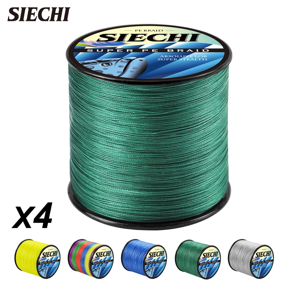 SIECHI PE Fishing Line 300M 500M 1000M 4 Strands Wear-resistant Multifilament Braided Fishing Wire 12LB-83LB