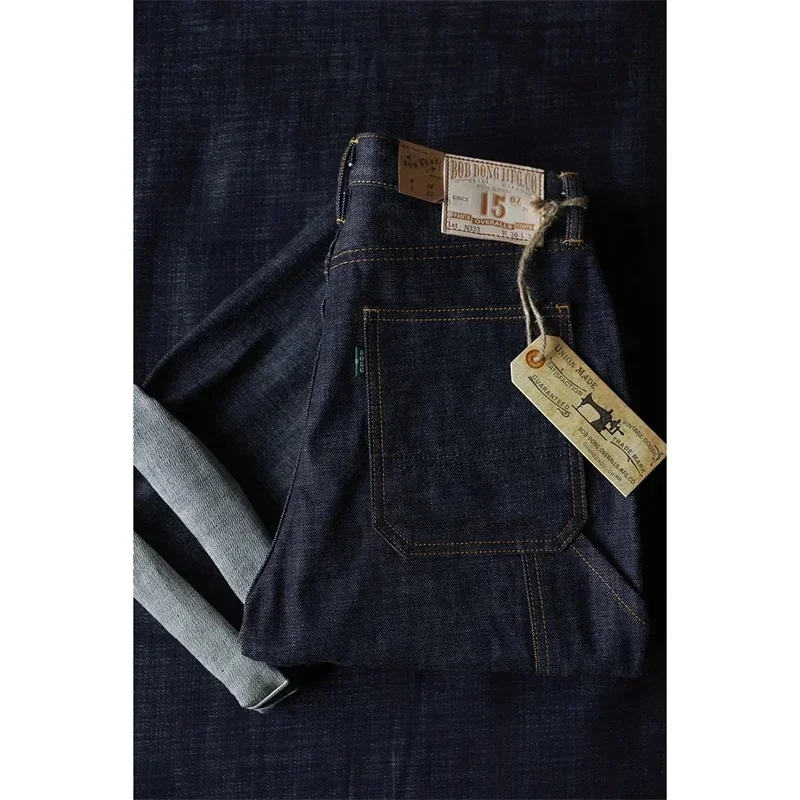 BOB DONG Double Knee Heavyweight Denim Carpenter Pants Indigo Utility Logger Jean