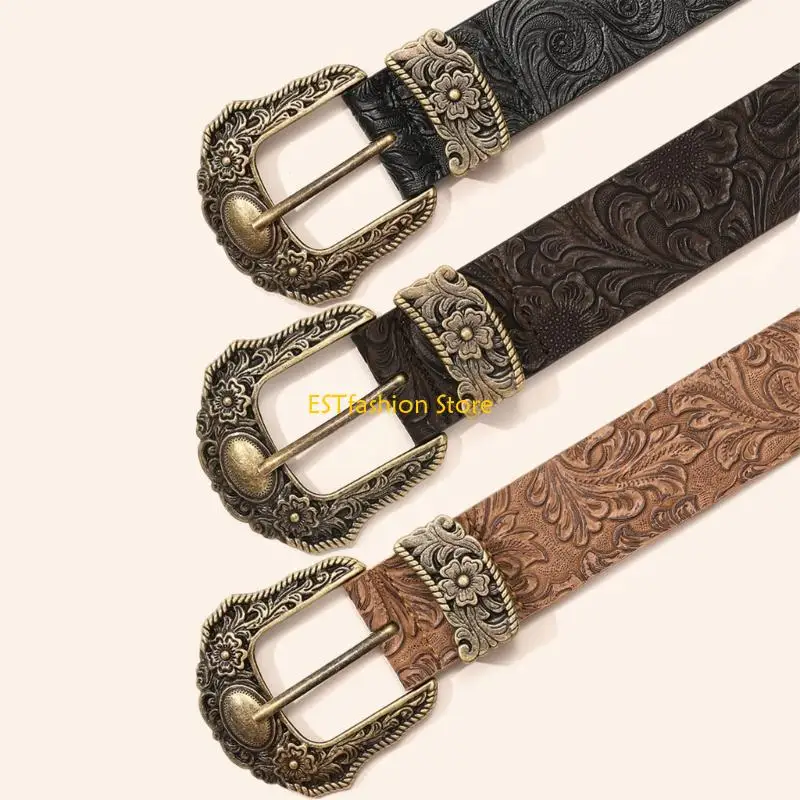 

Y5GC Stylish Belt Waist Cincher for Daily Wear Featuring Retro Charm Alloyed Clasp