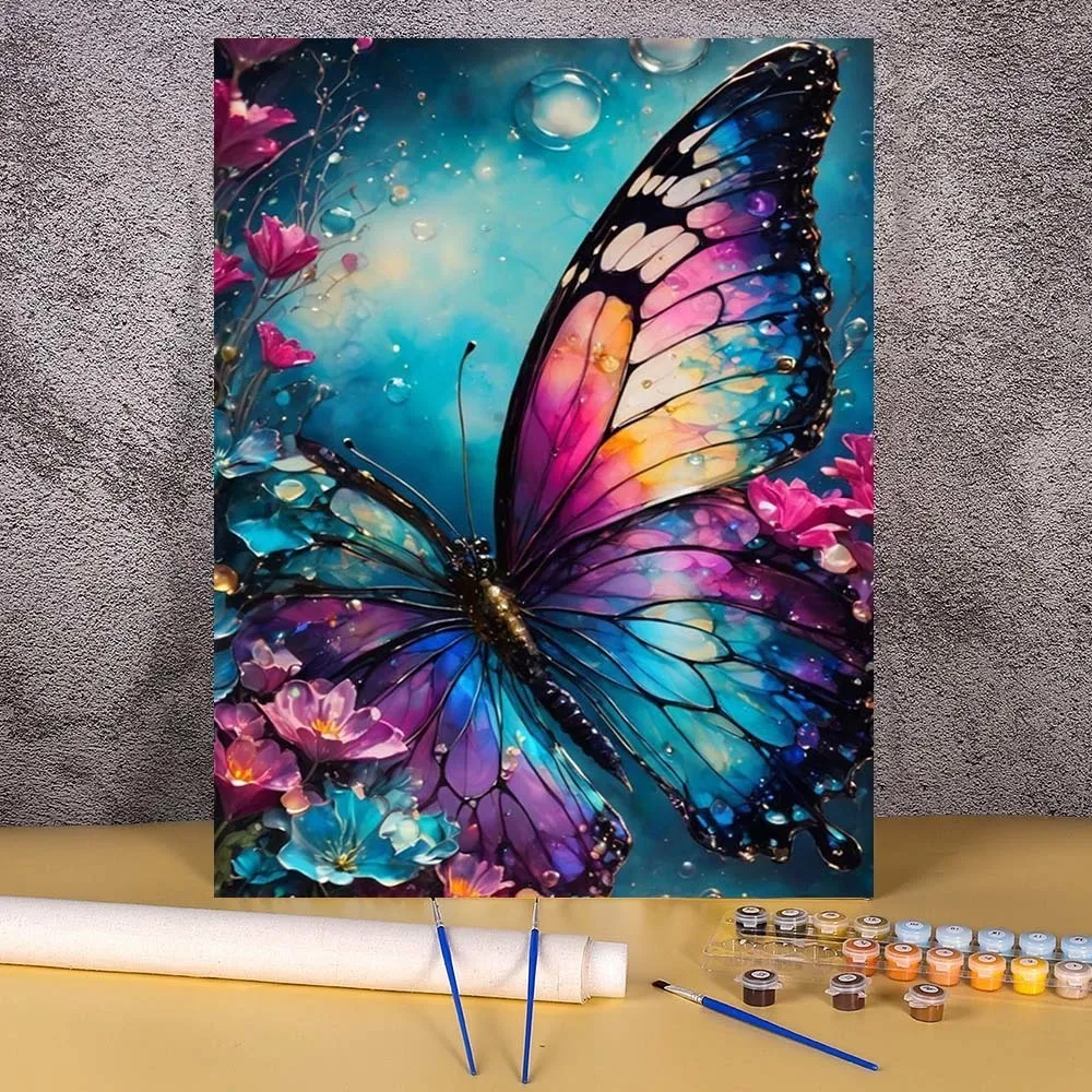 

DIY Paint By Number Flower Butterfly Drawing On Canvas Kits Drawing Canvas Pictures Animals Home Decor For Living Room Wall