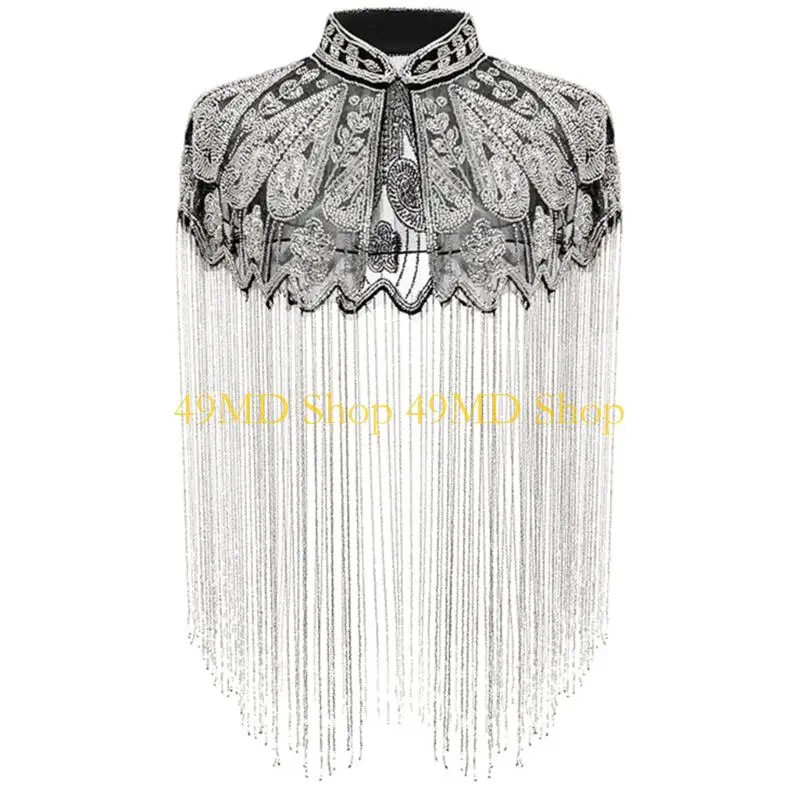 49MD Stylish Sequins Embellished Capes Fashion Holiday Party Clothing WrapFor Women Men Dance Costume And Photo Props