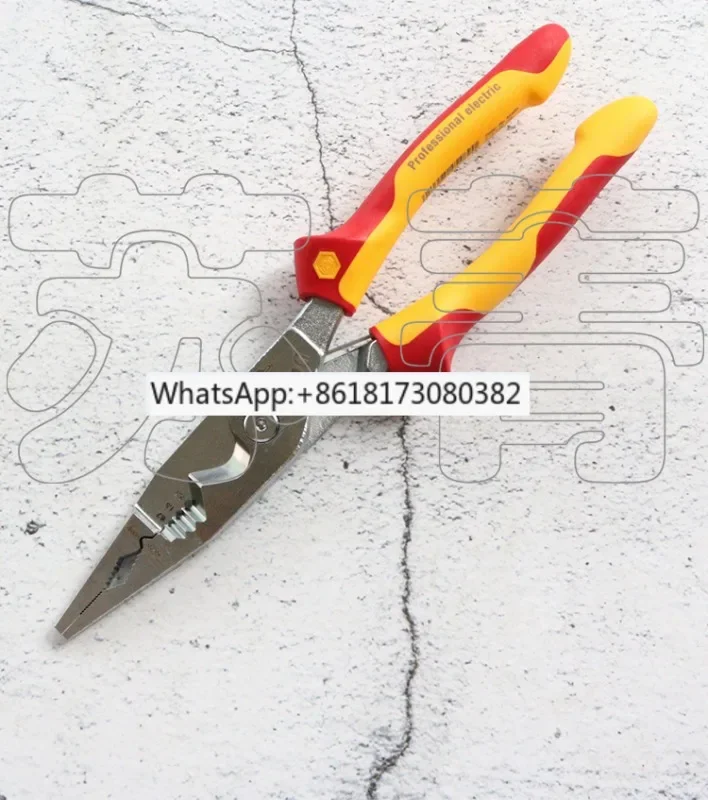 8-in-1 multifunctional electrical insulation assembly pliers, wire stripping, wire pressing, cutting and clamping 45489