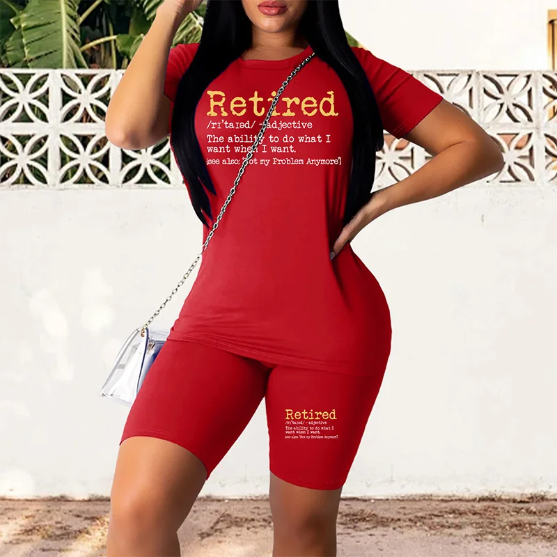 Print Solid Casual Sports Two-piece Set, Crew Neck Short Sleeve T-shirt & High Waist Slim Leggings Set, Women's Clothing