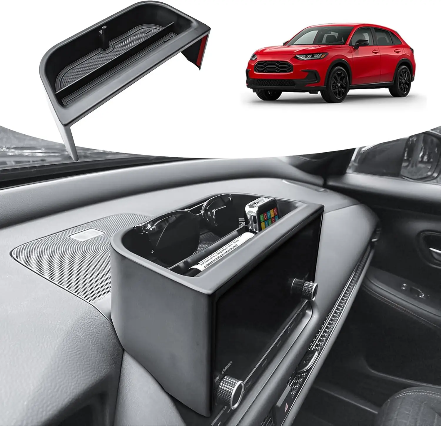 Center Console Dashboard Organizer for 2023 2024 2025 2026 Honda HR-V Dash Mount 7-inch/ 9-inch Screen Interior Car Accessories