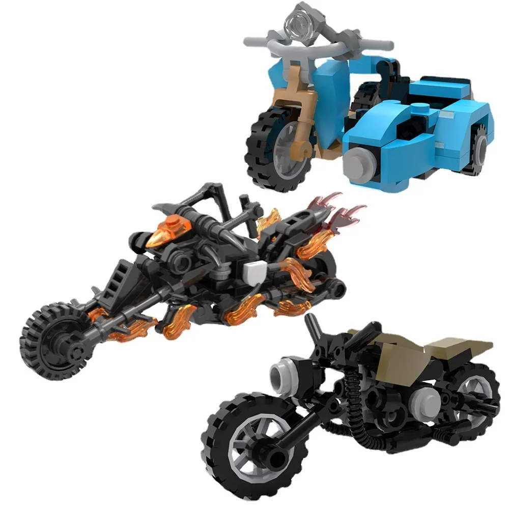 MOC Magic Sidecars Ghost Motorbike Ghosted-Riders Motorcycle Building Block Set Brick Model Toy DIY Kids Assmble Toys Kids Gift