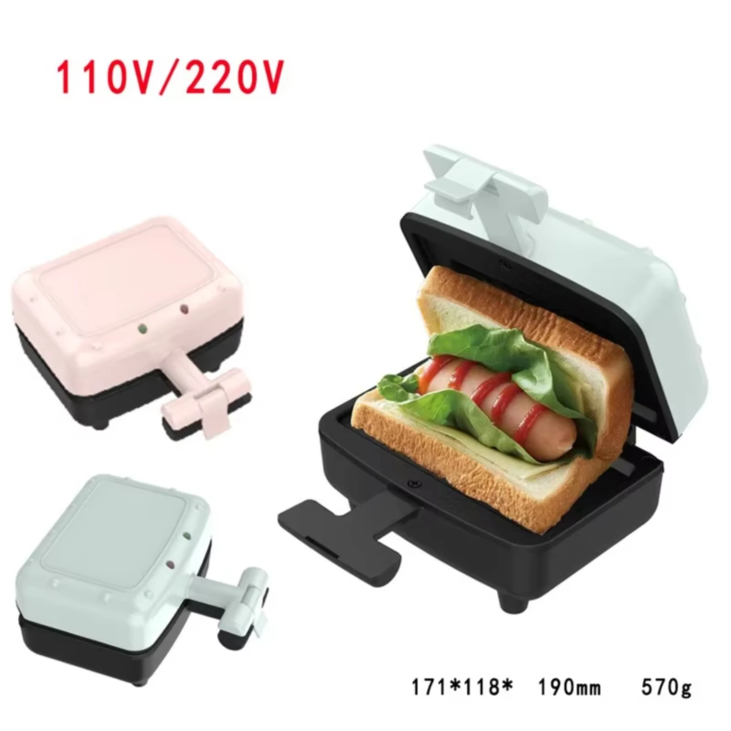 

샌드위치메이커 Sandwich Maker 110V-220V Mini Baking Burger Machine Double Sided Heating Breakfast Machine