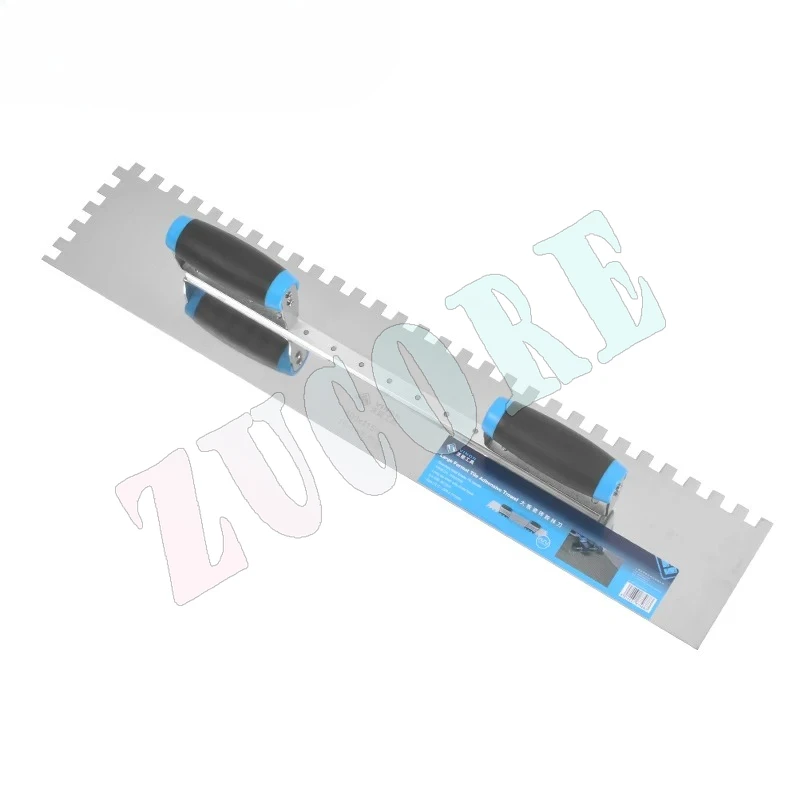 Кельма Jumbo с квадратным зубцом, 19 дюймов, нержавеющая сталь с закрытой деревянной ручкой для плитки большого формата