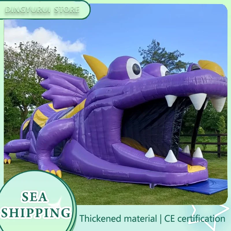 

Большая надувная кровать для прыжков с препятствиями, прыгающий дом для активного отдыха, включая горку и мощный вентилятор