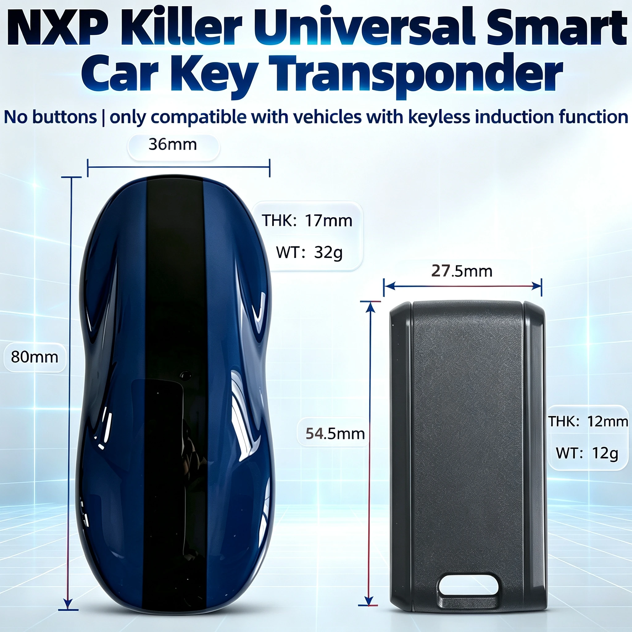 For Nxp Killer Smart Sensor Key with No Button Design [Important Note] Only Supports Vehicles with Keyless Entry Feature