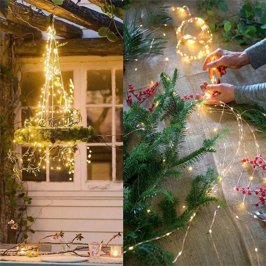 Luz de árbol de rama de vides creativa, 10 hebras, 200LED, alambre de cobre, cadena de luces de hadas de Navidad para fiesta, boda, decoración de jardín