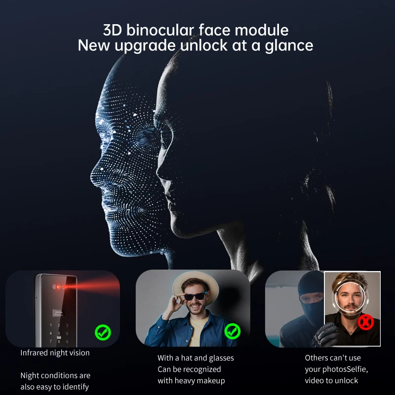 Security Face Recognition Xhome Wifi App Smart Fingerprint Intercom Door Lock with Dual Lithium Battery Matter