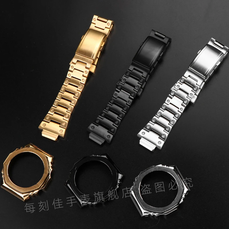 GA2100 GA2110 Set Metal Strap Case For Casio GA-2100 GA-2110 Personalized Refitted Stainless Steel Watchband Bezel strap case