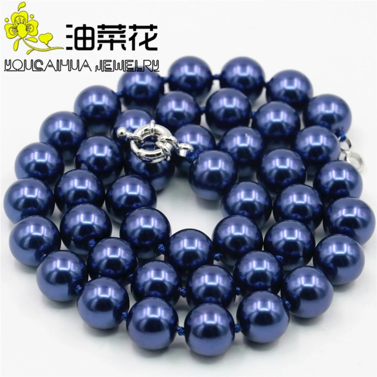 DIY 8 10 12 14mm South Dark Blue Shell Pearl Round Necklace Beads Hand Made Women Choker Free Shipping Items Jewelry for Women