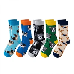 Confezione da 5 calzini per cani da uomo colorati simpatici calzini divertenti per l'equipaggio, regali novità per gli amanti degli animali del fidanzato dei ragazzi adolescenti