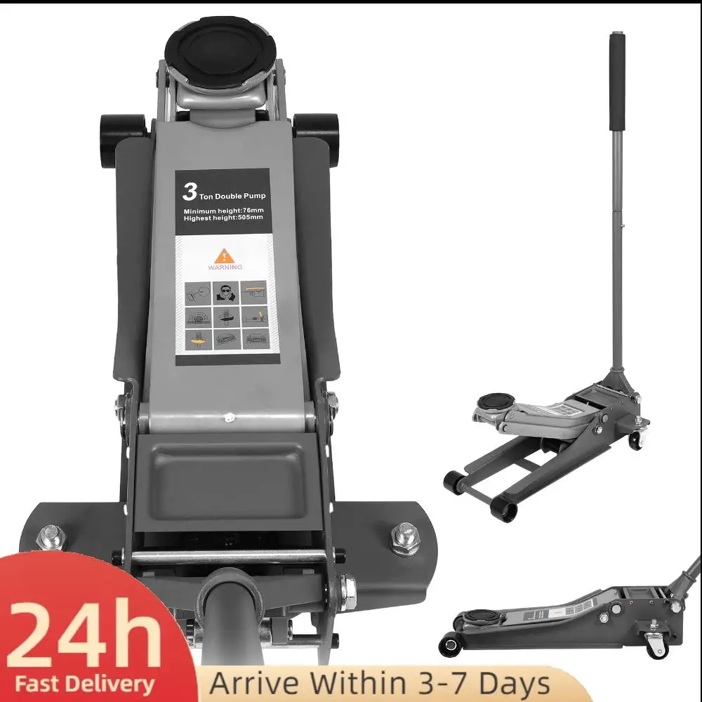 

3-тонный регулируемый внедорожный домкрат с большими колесами, низкопрофильный гидравлический домкрат, устойчивый к ржавчине, для легковых автомобилей и грузовиков