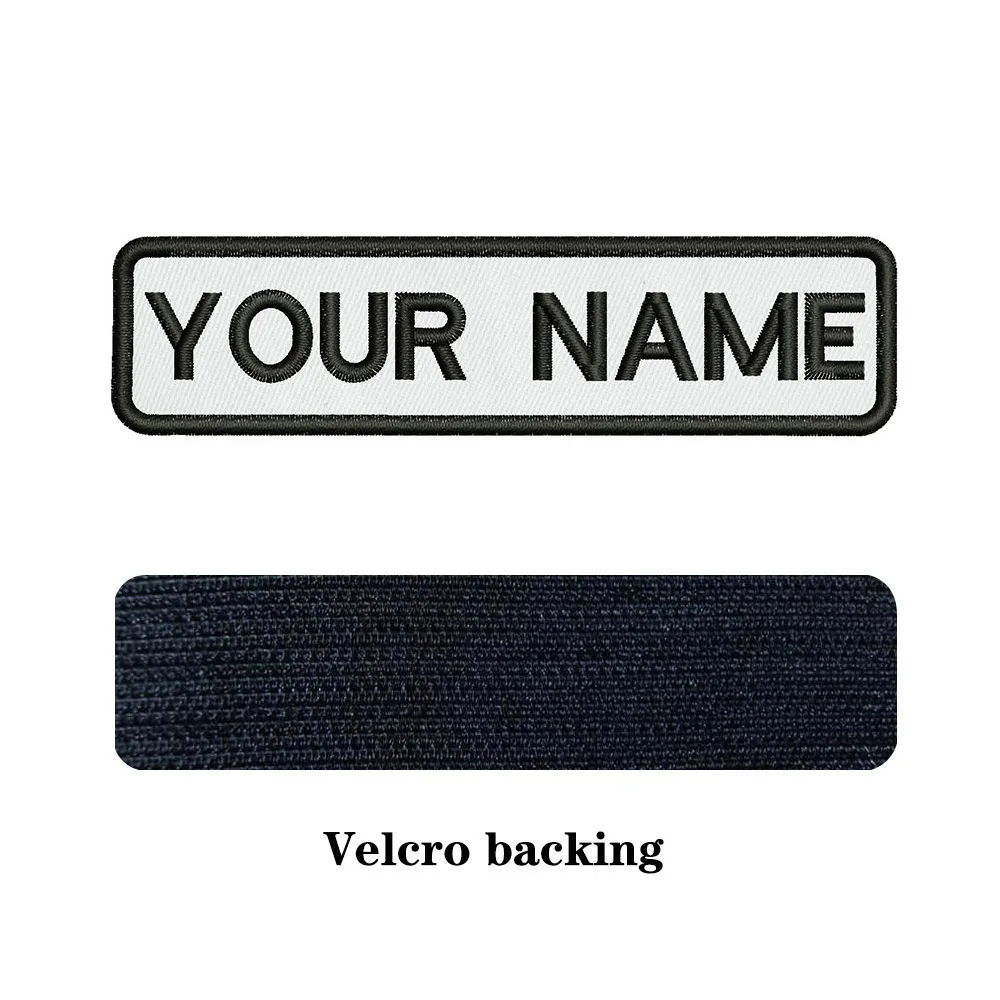 White Backgroun 10X2.5cm Embroidery Custom Name Text Patch Stripes Badge Iron On Or Patches
