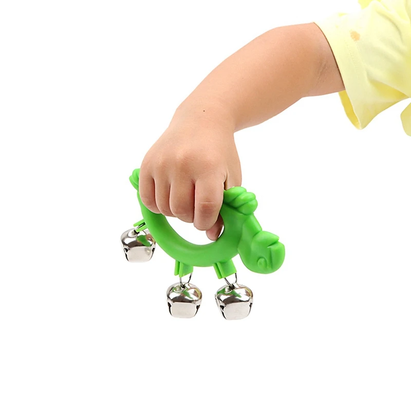 Turtle Shape Hand Bells Tambourine With 6 Jingle Metal Bells For Kid Toy Musical Instrument