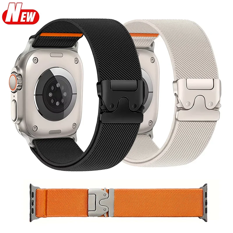 Эластичный нейлоновый ремешок для Apple Watch Ultra 2 Band 49 мм 9 8 7 6 45 мм 41 мм 44 мм 46 мм 42 мм Плетеный браслет для IWatch Series 10 SE