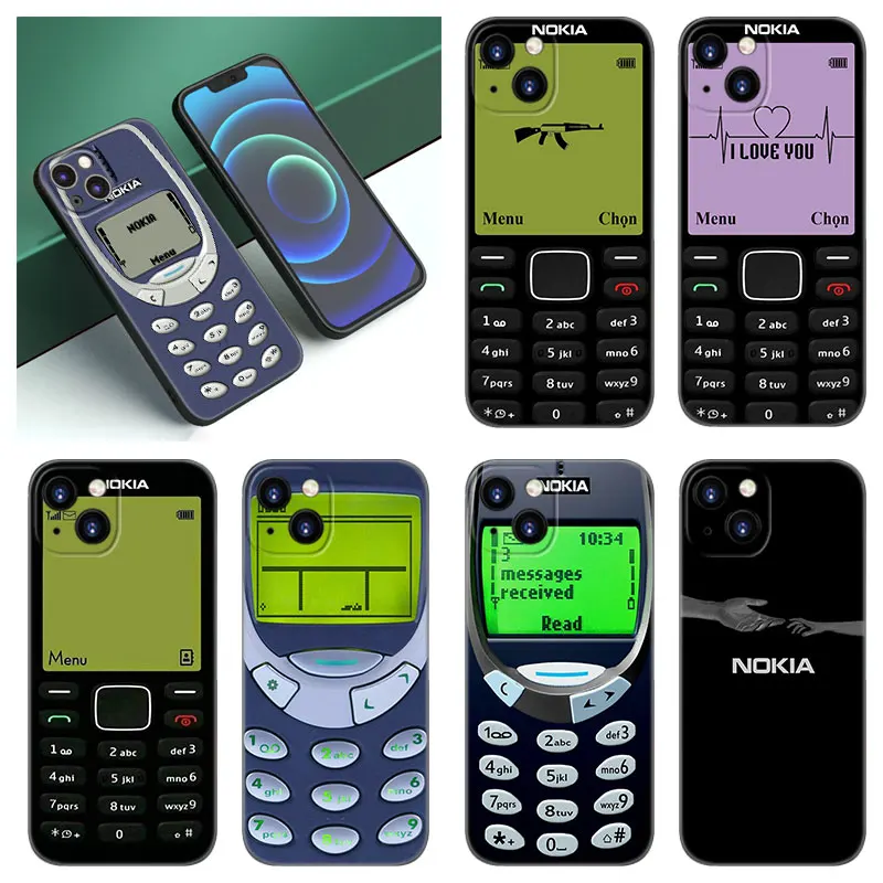 Retro Old Nostalgia Nokia Black Silicone Phone Case For Apple iPhone 12 13 Mini 11 14 15 Pro Max 7 8 Plus X XR XS SE 2020 2022