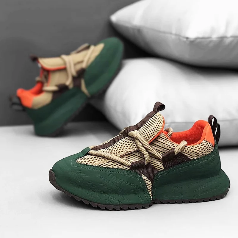 

Men's Breathable Mesh Shoes Summer High Top Fashion Sports Casual Retro Increase Bottom Thickness Retro Dad Shoes