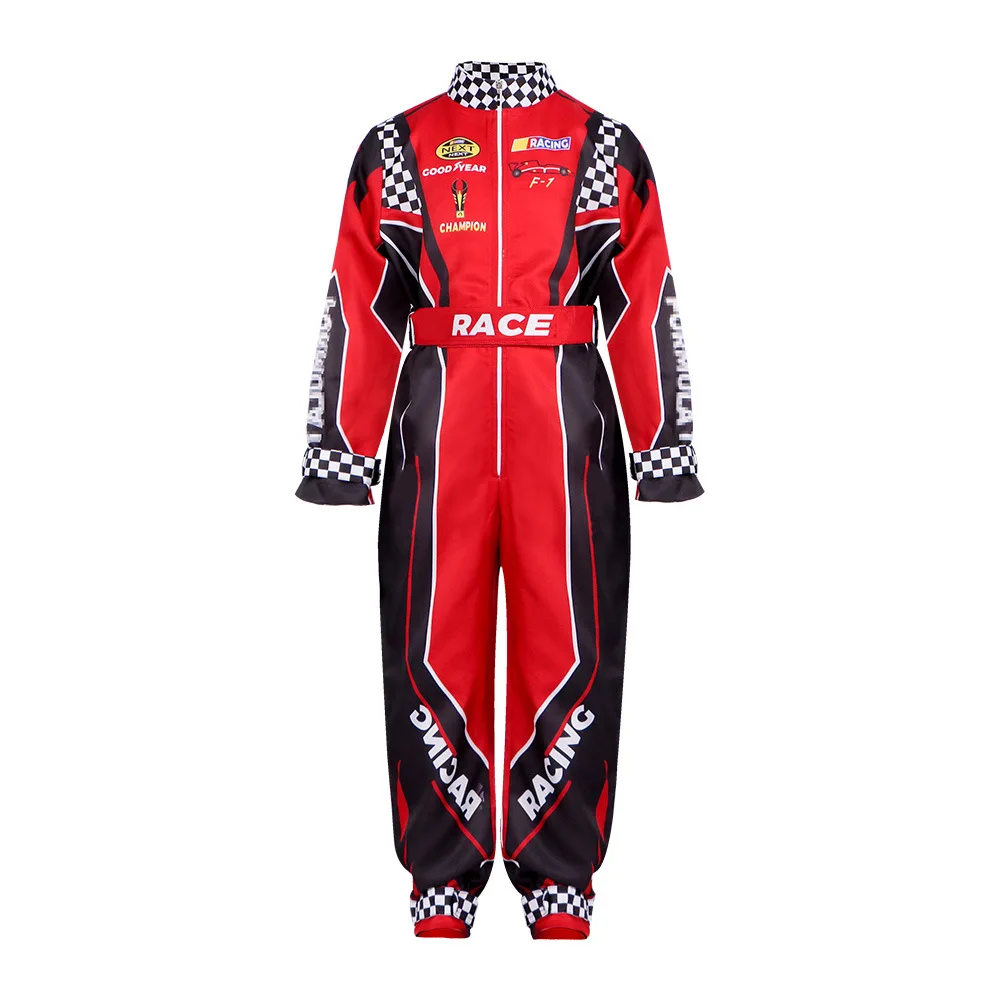 

Racer Cosplay Costume Red Classic Training Racing Uniform Suit For Children Halloween Karting Jersey Clothes