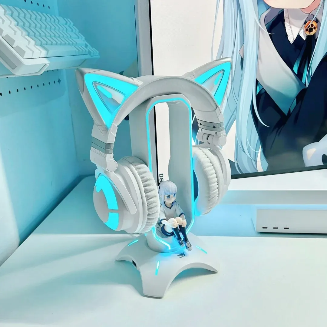 YOWU Cat Ears CE Беспроводная Bluetooth-гарнитура Galaxy White ACGN Comics Шумоподавление RGB Киберспортивные игровые наушники Поддержка приложения