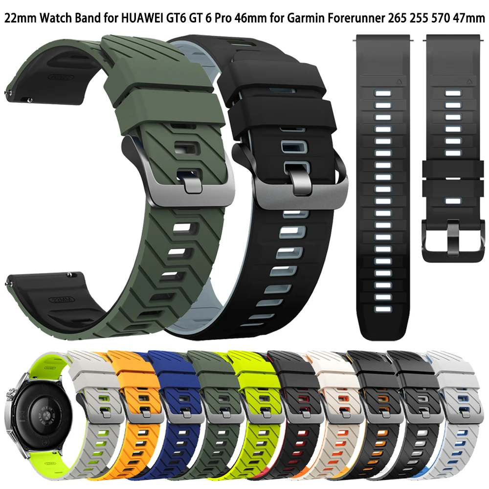 22mm Uhrenarmband für Garmin Forerunner 265 255 570 47mm Weiches Silikonarmband für HUAWEI GT6 GT 6 Pro 46mm Ersatzarmband